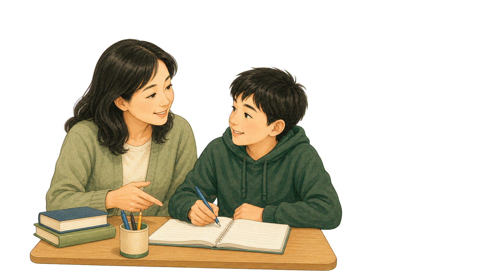 家長陪孩子討論學習狀況